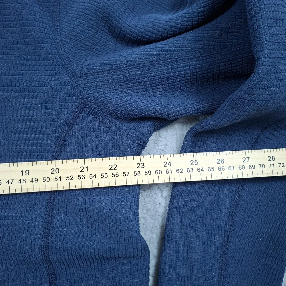 The North Face Mens L Waffle Knit Cap Rock Fleece Quarter Zip Pullover Navy Blue